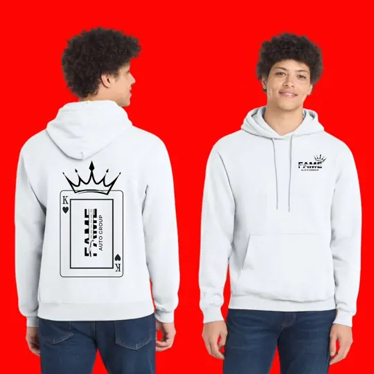 White hoodies · Fame Auto Group by Croma Custom Apparel