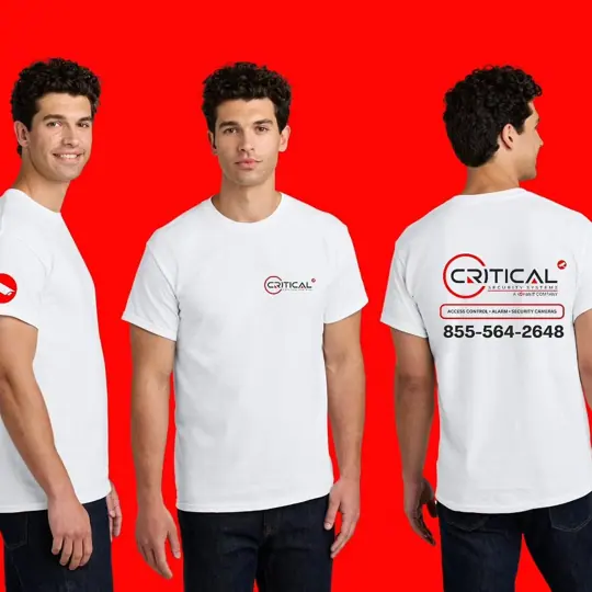 White T-shirts · Critical Security Systems by Croma Custom Apparel